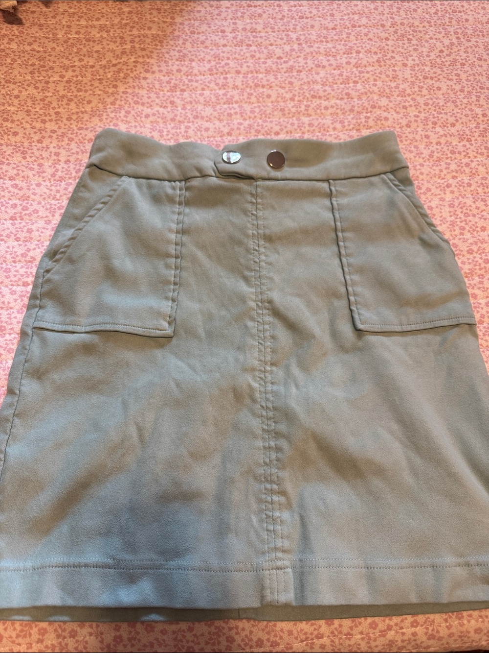 INC International Concepts Olive A-Line Skirt with Front Pockets